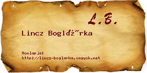 Lincz Boglárka névjegykártya